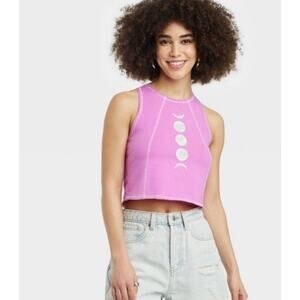 Mighty Fine r SleevelessGraphic Moons Tank Top Purple Women's  S NWT